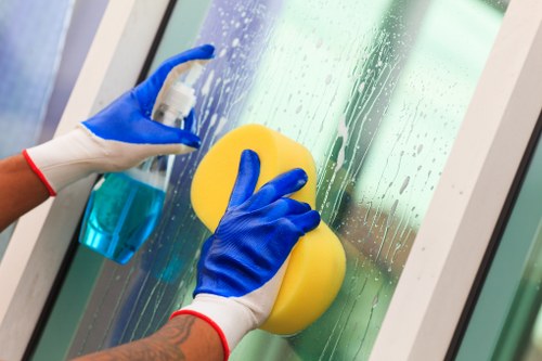 Technician assessing a stubborn stain for safe cleaning
