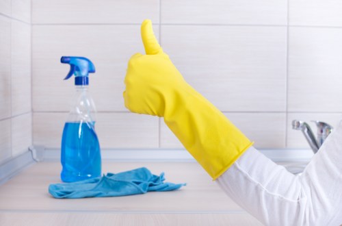 Cleaning process in progress with extraction equipment